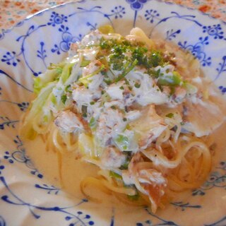 サバとキャベツのクリームパスタ